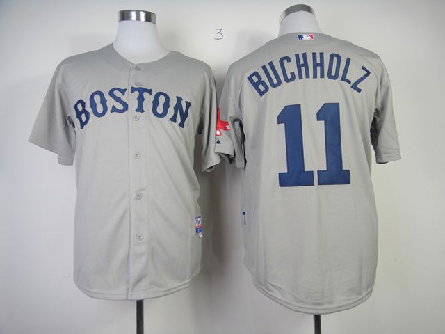 Men Boston Red Sox 11 Buchholz Grey MLB Jerseys